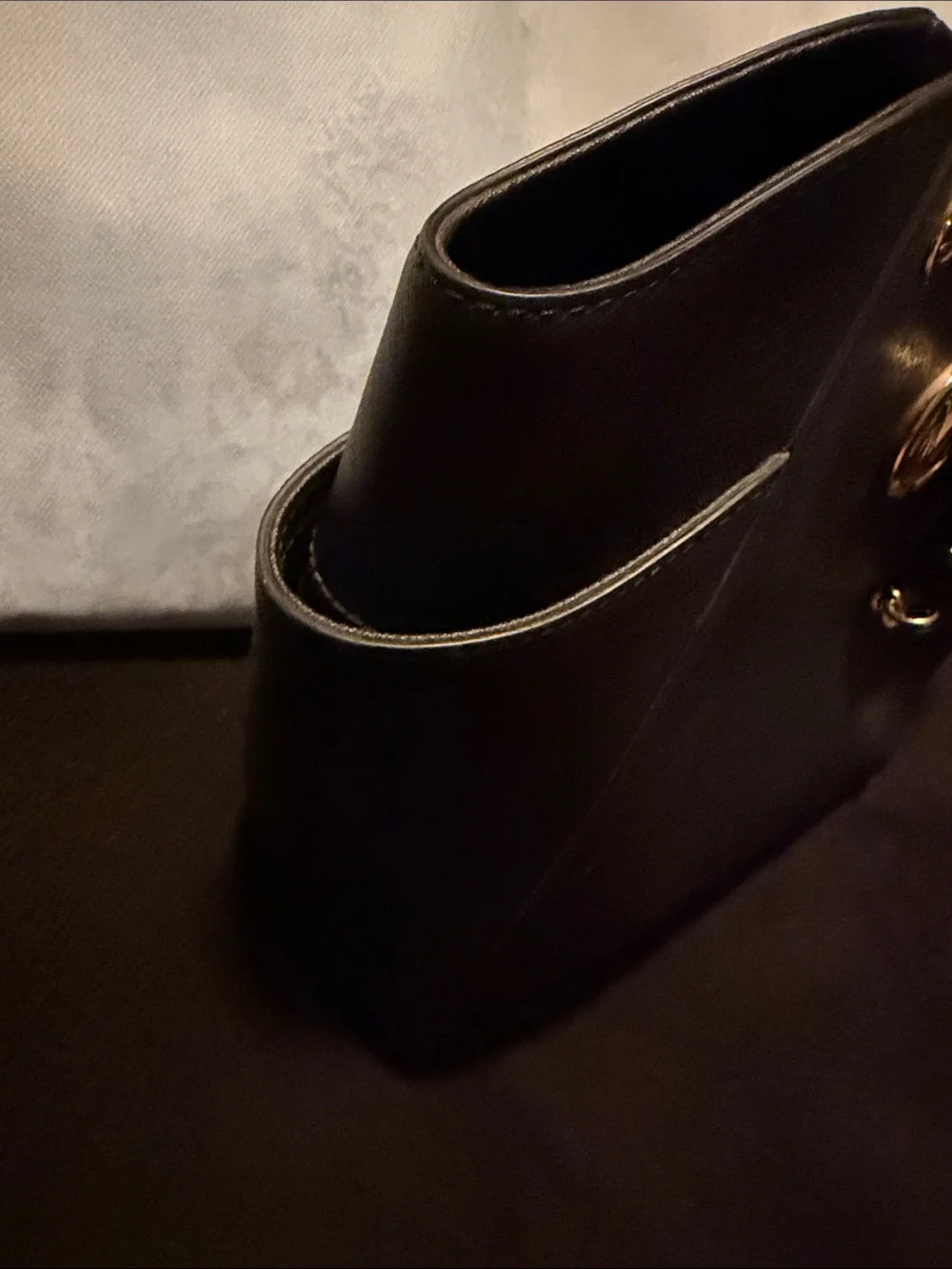 Michael Kors Black Saffiano Tote with Gold Chain Detail